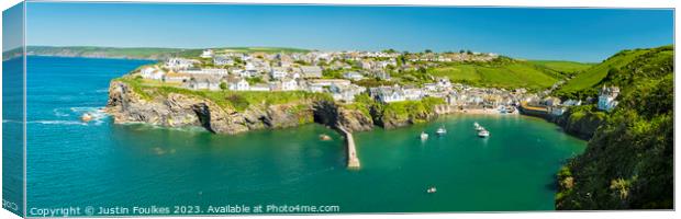 Port Isaac panorama, Cornwall  Canvas Print by Justin Foulkes