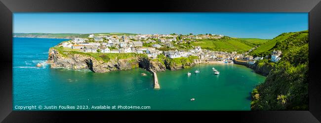 Port Isaac panorama, Cornwall  Framed Print by Justin Foulkes