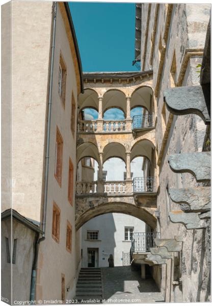 Covered Walkway, Stockalper palace, Switzerland Canvas Print by Imladris 