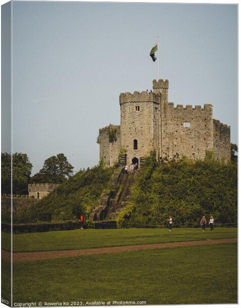 Cardiff Castle: Vibrant Green Panorama Canvas Print by Rowena Ko