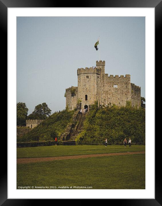 Cardiff Castle: Vibrant Green Panorama Framed Mounted Print by Rowena Ko