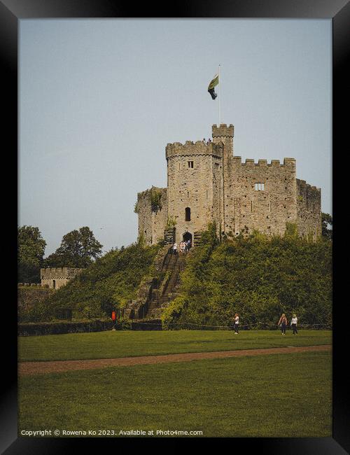 Cardiff Castle: Vibrant Green Panorama Framed Print by Rowena Ko