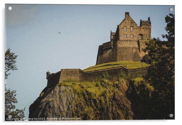 Edinburgh Castle Rising from Castle hill  Acrylic by Rowena Ko