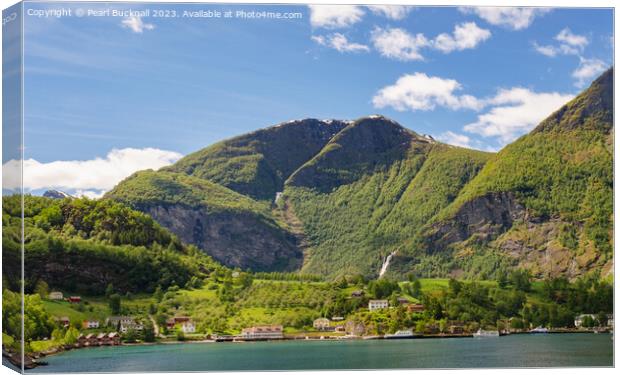 Aurlandsfjorden Fjord at Flam Norway Canvas Print by Pearl Bucknall