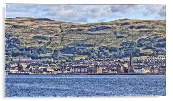 Largs shoreline as seen from Great Cumbrae Acrylic by Allan Durward Photography