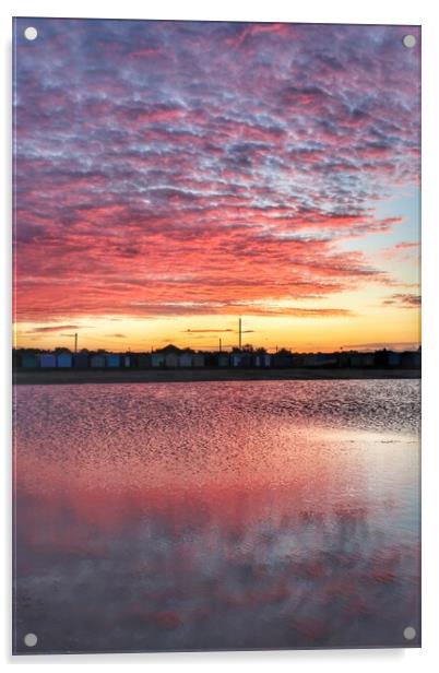 Pre sunrise colours and reflections Brightlingsea  Acrylic by Tony lopez