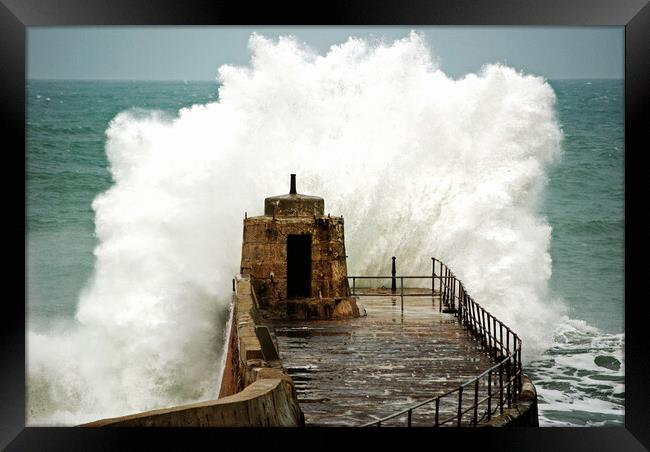 Stormy weather in cornwall Framed Print by Kevin Britland