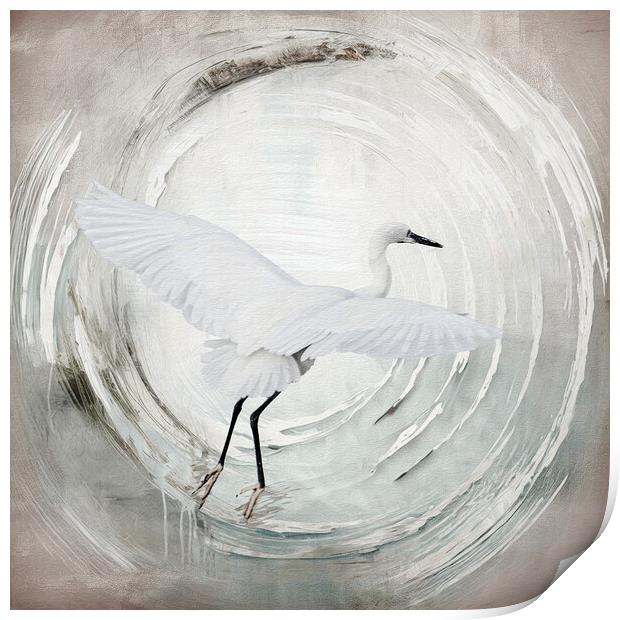 Dawn Soaring: Egret's Winter Journey Print by kathy white