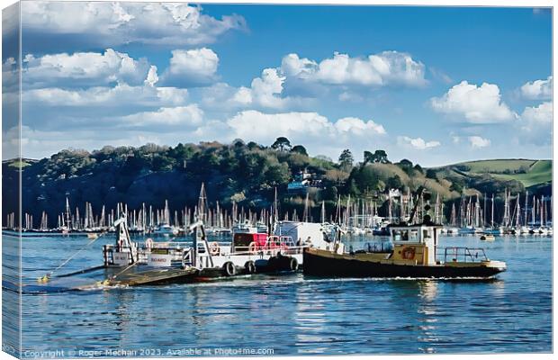 Navigating Dartmouth's Lower Ferry Crossing Canvas Print by Roger Mechan