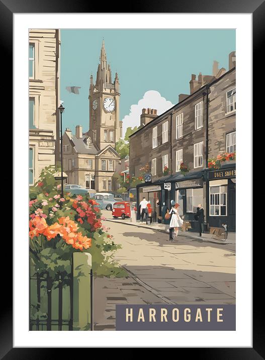 Harrogate Vintage Travel Poster Framed Mounted Print by Picture Wizard