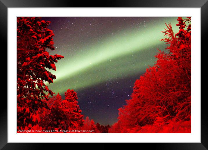 Northern Lights Red Trees Framed Mounted Print by Dave Eyres