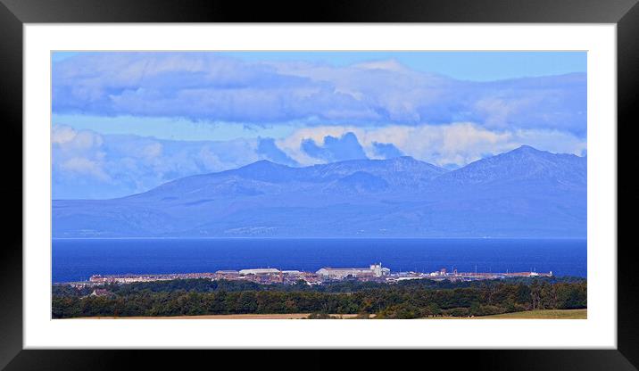 A view of Troon and Mountains on Arran Framed Mounted Print by Allan Durward Photography
