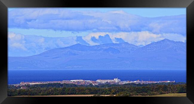 A view of Troon and Mountains on Arran Framed Print by Allan Durward Photography