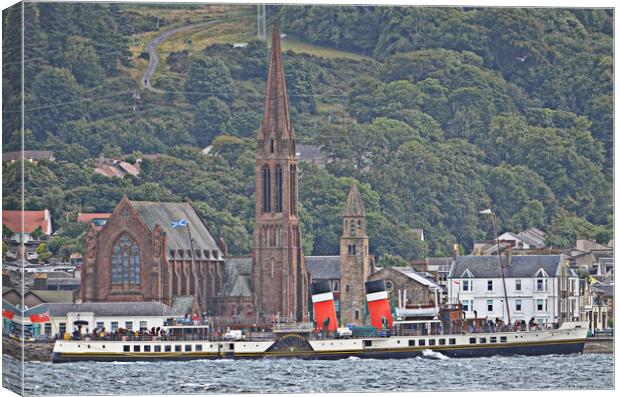 PS Waverley departing Largs, Ayrshire. Canvas Print by Allan Durward Photography