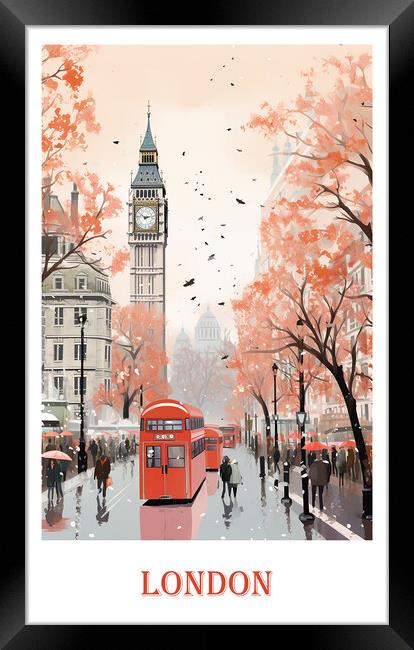 London Travel Poster Framed Print by Steve Smith