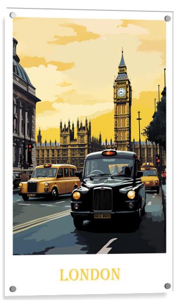London Travel Poster Acrylic by Steve Smith