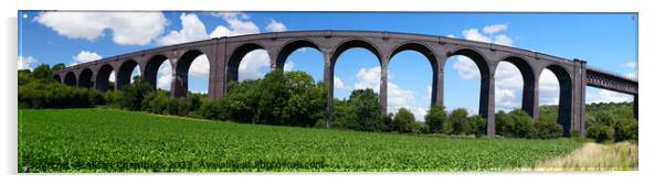 Conisbrough Viaduct Doncaster Panorama  Acrylic by Alison Chambers