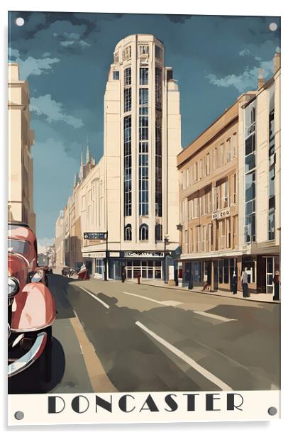 Vintage Travel Poster Doncaster Acrylic by Picture Wizard