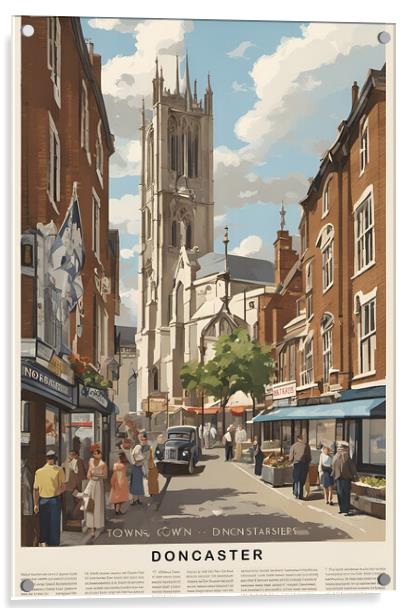 Vintage Travel Poster Doncaster Acrylic by Picture Wizard