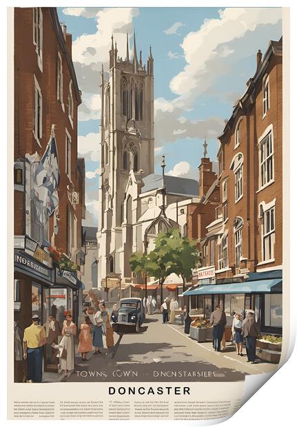 Vintage Travel Poster Doncaster Print by Picture Wizard