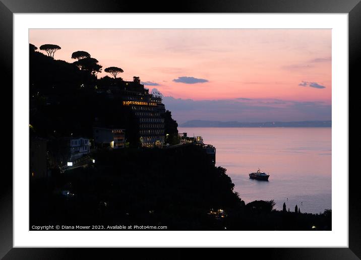 Amalfi Coast Sunset Framed Mounted Print by Diana Mower