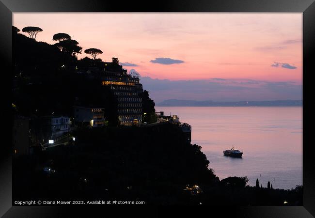 Amalfi Coast Sunset Framed Print by Diana Mower