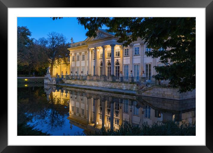Palace On The Isle In Warsaw At Night Framed Mounted Print by Artur Bogacki
