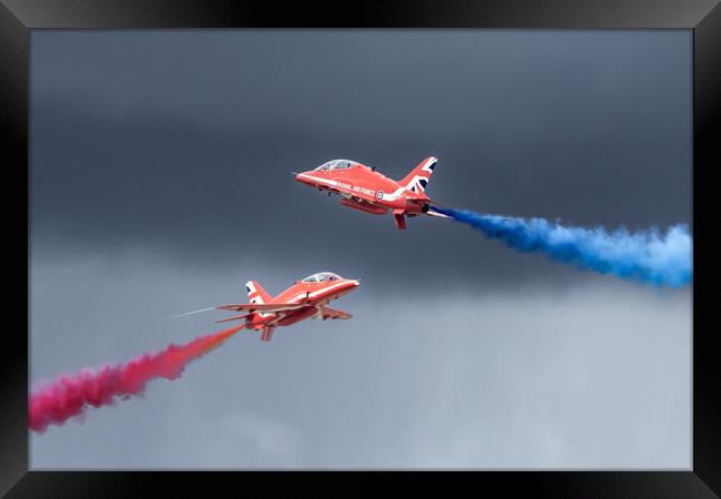 Red Arrows Synchro Pair Framed Print by J Biggadike