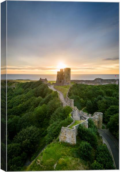 Sunrise at Scarborough Castle Canvas Print by Apollo Aerial Photography