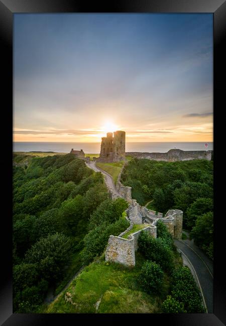 Sunrise at Scarborough Castle Framed Print by Apollo Aerial Photography