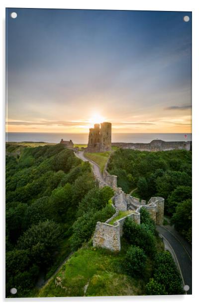 Sunrise at Scarborough Castle Acrylic by Apollo Aerial Photography