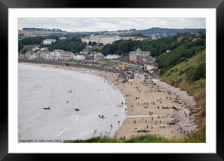 Filey Bay beach view from the Brigg Framed Mounted Print by Helen Reid