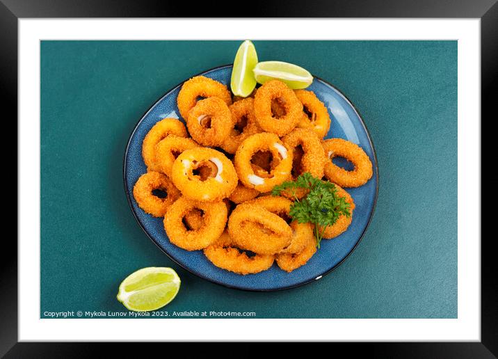 Rings of squid, unhealthy food. Framed Mounted Print by Mykola Lunov Mykola
