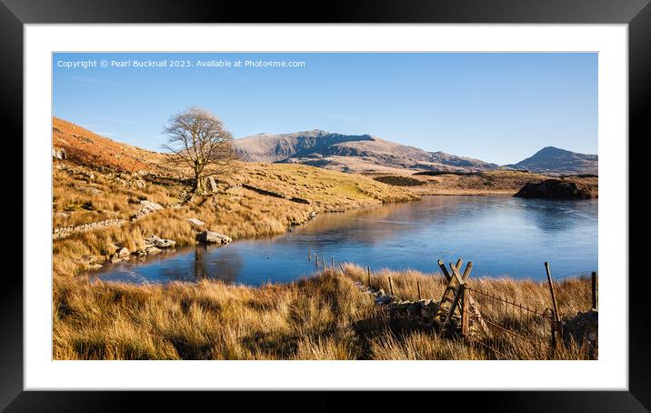 Snowdonia Lakes and Mountains Framed Mounted Print by Pearl Bucknall