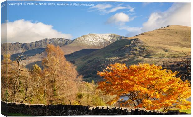 Snowdonia Mountains in Autumn Canvas Print by Pearl Bucknall