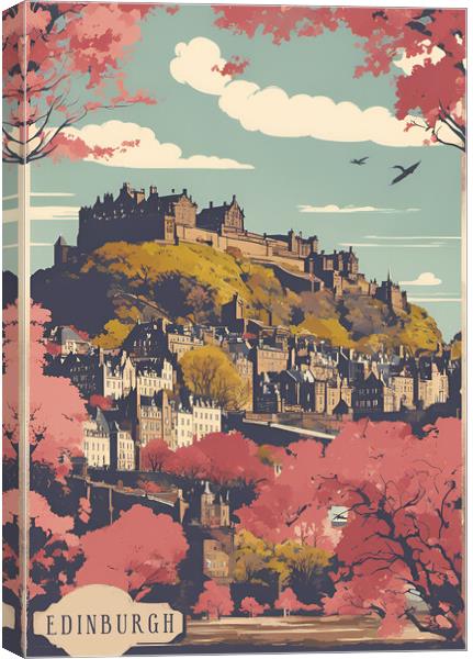 Vintage Travel Poster Edinburgh Canvas Print by Picture Wizard