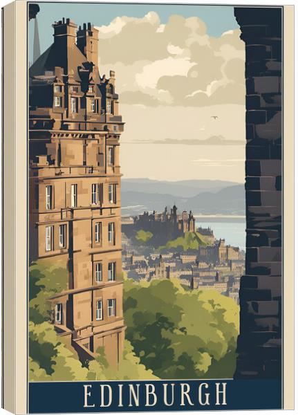 Vintage Travel Poster Edinburgh Canvas Print by Picture Wizard