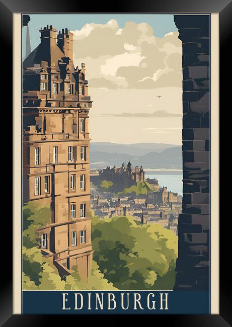 Vintage Travel Poster Edinburgh Framed Print by Picture Wizard