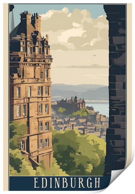 Vintage Travel Poster Edinburgh Print by Picture Wizard