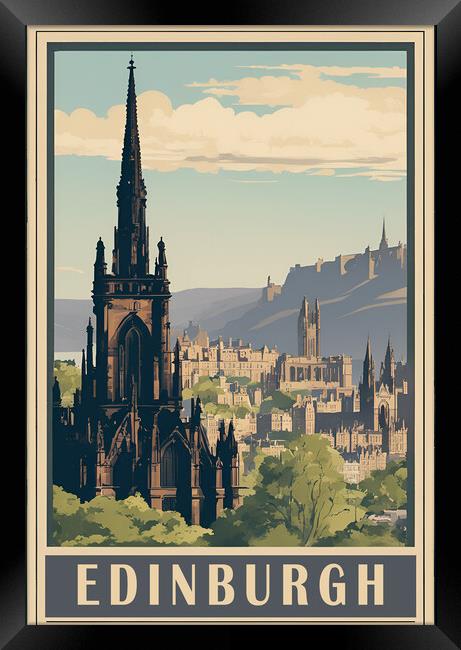 Vintage Travel Poster Edinburgh Framed Print by Picture Wizard