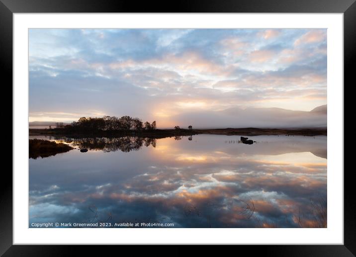 Dawn's Serenity: Highland Loch Ba Framed Mounted Print by Mark Greenwood