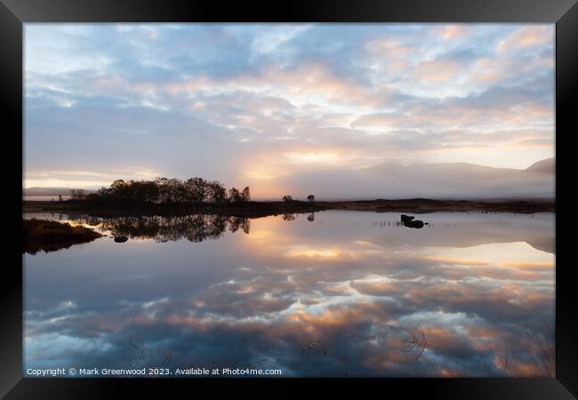 Dawn's Serenity: Highland Loch Ba Framed Print by Mark Greenwood
