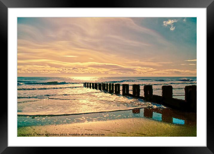 Bridlington Beach at Sunrise Framed Mounted Print by Alison Chambers