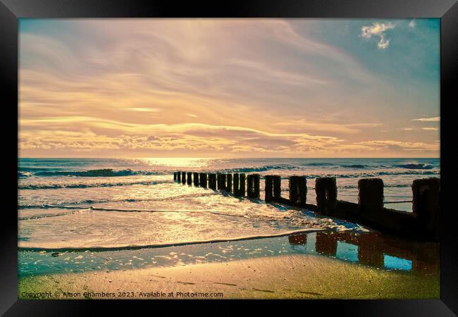 Bridlington Beach at Sunrise Framed Print by Alison Chambers