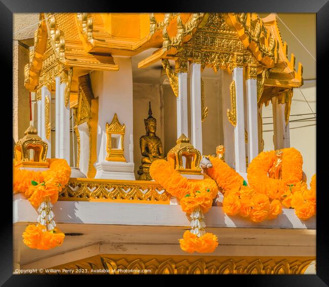 Golden Yellow Spirit House Flower Market Bangkok Thailand Framed Print by William Perry