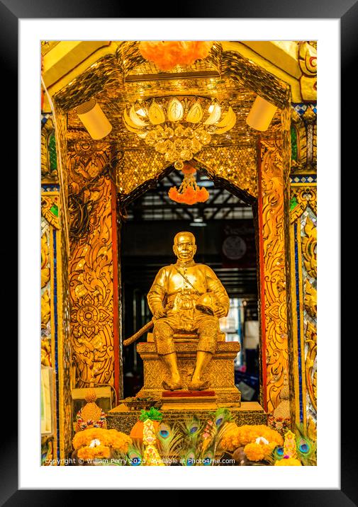 Golden King Statue Yodpiman Flower Market Bangkok Thailand Framed Mounted Print by William Perry