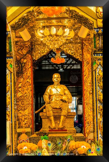 Golden King Statue Yodpiman Flower Market Bangkok Thailand Framed Print by William Perry