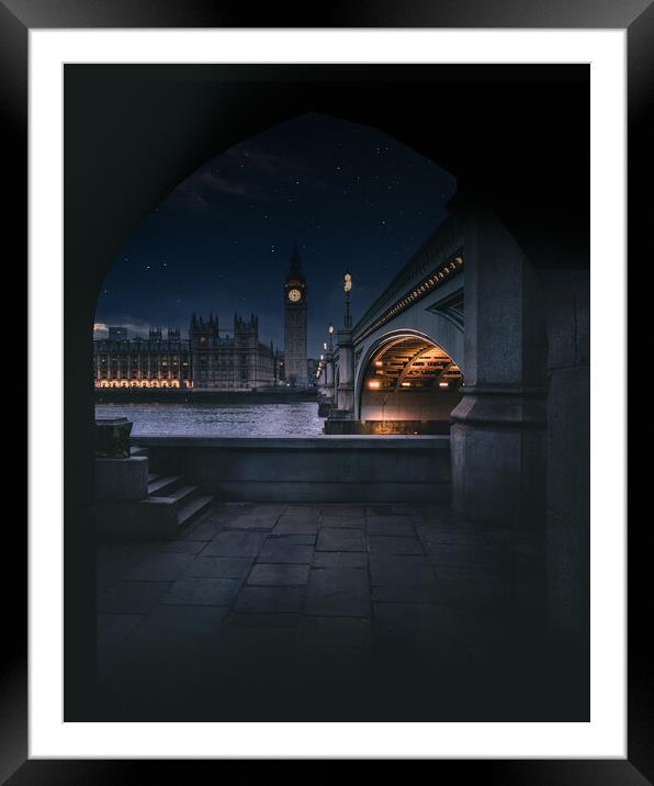 London at Night Framed Mounted Print by Mark Jones