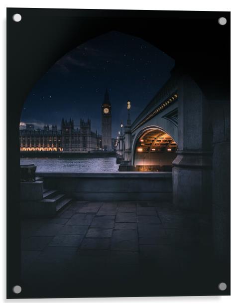 London at Night Acrylic by Mark Jones