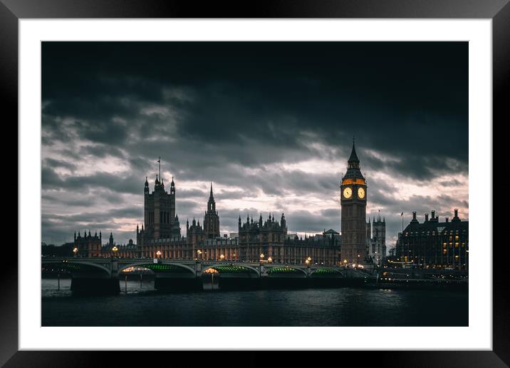 Houses of Parliament at Dusk Framed Mounted Print by Mark Jones